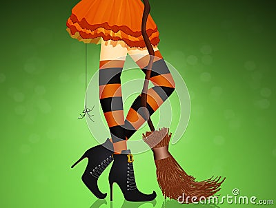 Close up of Halloween witch legs Stock Photo