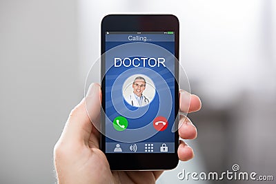 Doctor`s Incoming Call On Smartphone Stock Photo