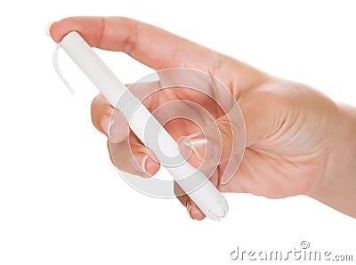 Close-up of hand holding tampon Stock Photo