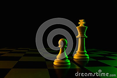 Close-up hand makes a pawn move, chess, chessboard, game, confrontation Stock Photo