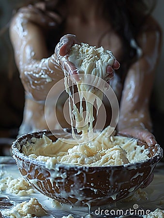 Close-up of hand mixing homemade facial mask Stock Photo