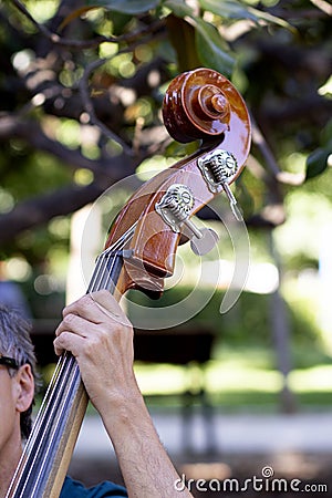 Close up hand playing violoncello Stock Photo