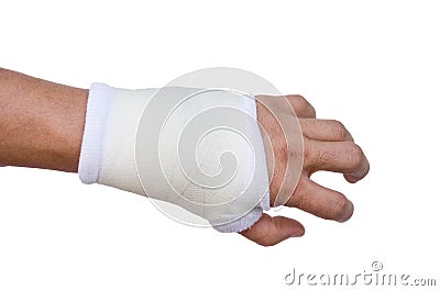 Close-up hand splint for broken bone treatment isolated Stock Photo