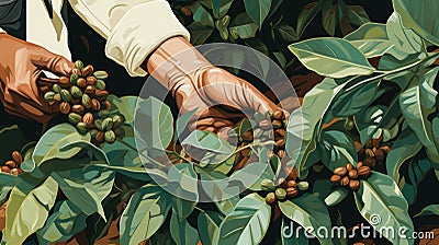 Close up of hands coffee harvesting Stock Photo