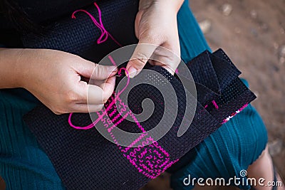 Hmong cross stitch handmade, Hmong handicraft Stock Photo