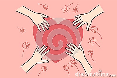People hands touch heart sign Vector Illustration