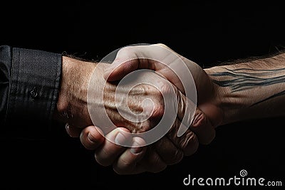 Close up of handshake. Diverse hand concept. Generative AI Stock Photo
