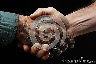 Close up of handshake. Diverse hand concept. Generative AI Stock Photo