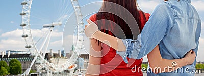 Close up of happy lesbian couple over london eye Editorial Stock Photo