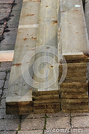 Stack of hardwood planks Stock Photo