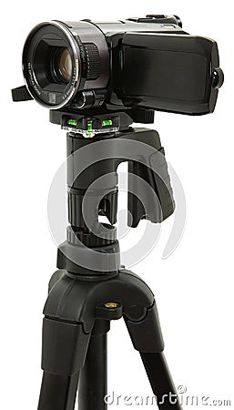 Close Up Of HD Camcorder On Tripod Stock Photo