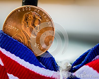 Close-Up of Heads side of Penny Stock Photo