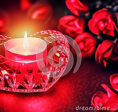 Heart-Shaped Votive Candle Holders for Valentine's Day Stock Photo