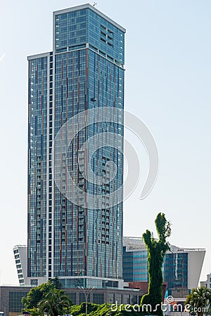 Close-up of a high-rise building on the Batumi embankment Editorial Stock Photo
