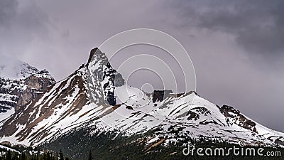 Close Up of Hilda Peak at the Columbia Icefields in Jasper National Park Stock Photo