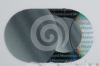 Close up hologram on mastercard debit card Editorial Stock Photo