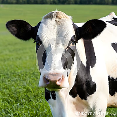 Holstein Heifer In Green Pasture Stock Photo