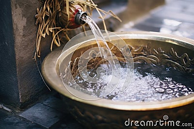 close-up of holy water font at entrance of church Stock Photo