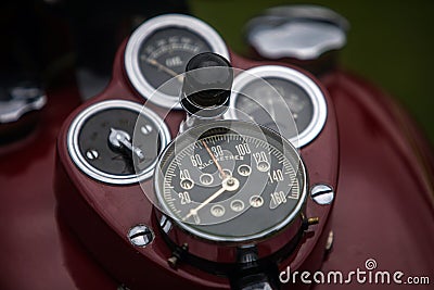 Speedometer gauge of a vintage motorcycle Stock Photo