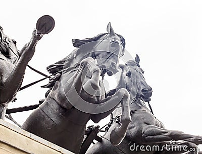 Close-up of the Horse Chariot on top of Wellington Arch Editorial Stock Photo