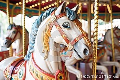 close-up of horse merry-go-round Stock Photo