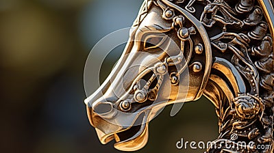 A close up of a horse's head with intricate designs, AI Stock Photo