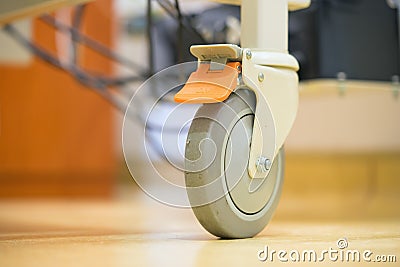 Close Up Hospital Bed Wheels Concept And Ideas For Healthcare And Medical Background Stock Photo