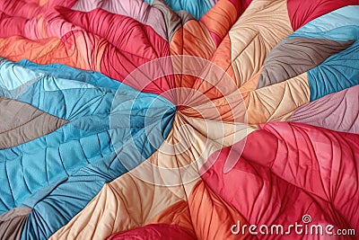 close-up of hot air balloon fabric folding inward Stock Photo