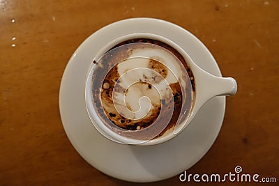 Close-up hot drink beverage hot chocolate on a mug Stock Photo