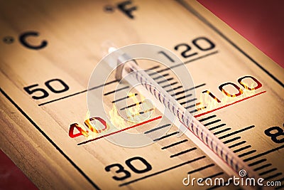 Close-up Hot temperature fahrenheit or celsius. Stock Photo