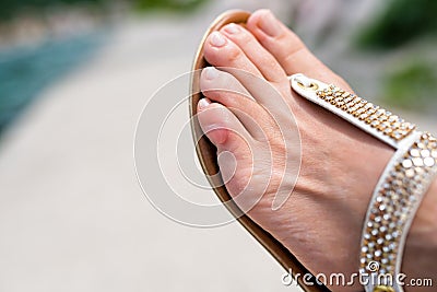 Close up of human foot finger with a blister Stock Photo
