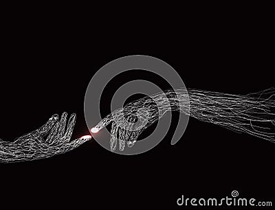 Close up of human hands touching with fingers Vector Illustration