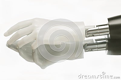 Close-up of humanoid robot hand Stock Photo