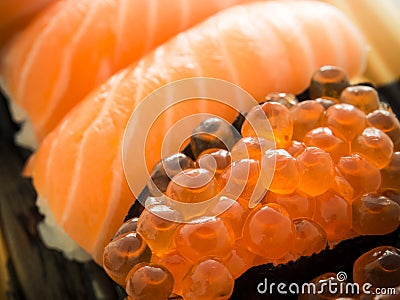 Close up Ikura sushi Stock Photo