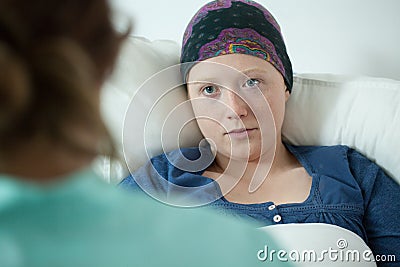 Close-up of ill with leukemia girl Stock Photo