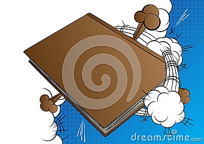 Close up illustration of closed hardcover textbook Vector Illustration