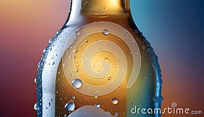 A close-up image of a bottle with condensation droplets on it, creating a refreshing and inviting visual. Vector Illustration