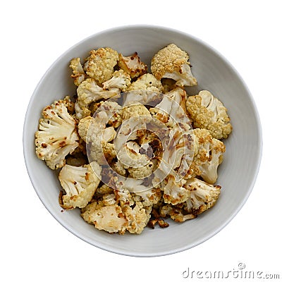Close up Image of a bowl of Roasted florets of Cauliflower Stock Photo
