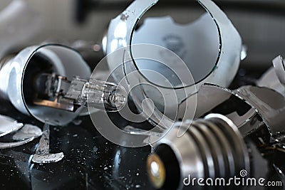 Broken Light Bulb Close Up Stock Photo