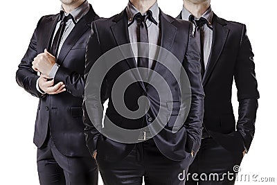 Close up image of business men in black suit Stock Photo