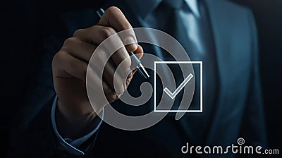 Businessperson Selecting Checkbox Approval Confirmation Check Mark Concept AI generated. Stock Photo