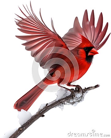 A close-up image of a cardinal in winter. Ai-generated. Stock Photo