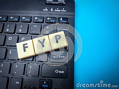 Close-up image of a computer keyboard with the letters 'FYP' on it Stock Photo