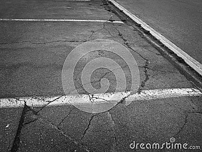 Parking lots pavement in black and white Stock Photo