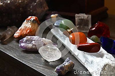 Chakra Balancing Crystal Set Stock Photo