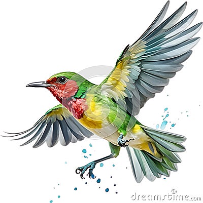 Close-up image of a Cuban Tody bird. AI-generated. Stock Photo