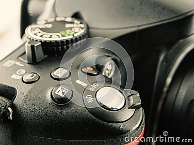 Close-up image of DSLR camera. close-up shutter button for photography Stock Photo