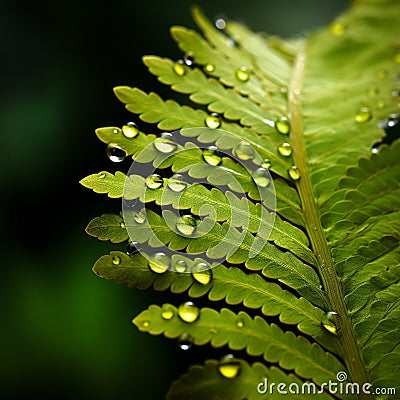 Close-up Image Of Fern Leaf: Organic Contours And Atmospheric Light Stock Photo