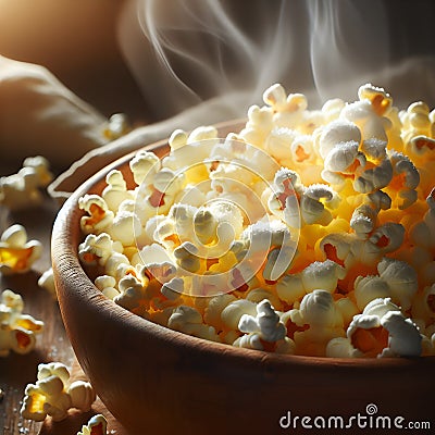 Close-up image of freshly made popcorn kernels Stock Photo