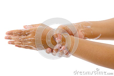 Hand washing medical procedure step isolated Stock Photo